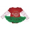 Christmas Max Style Snowflakes Long Sleeve Red Baby Bodysuit Kelly Green Pettiskirt & Sparkle Rhinestone Santa Claus Print JS4935